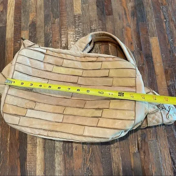 MONSERTA DE LUCCA tan Italian 100% genuine stitched leather handbag tote. - Picture 9 of 14